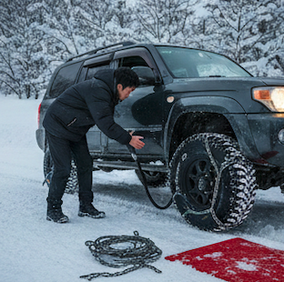 ノーマルタイヤでの走行は不可能