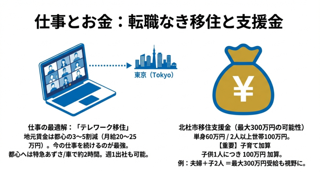 テレワーク移住による仕事の維持と北杜市移住支援金・子育て加算の活用