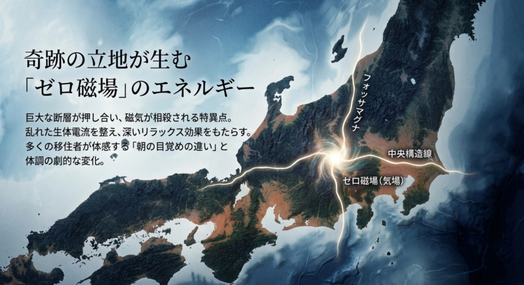 フォッサマグナと中央構造線が交差するゼロ磁場のエネルギー