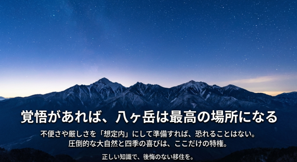 不便さや厳しさを想定内にして八ヶ岳の自然を楽しむ移住の心構え