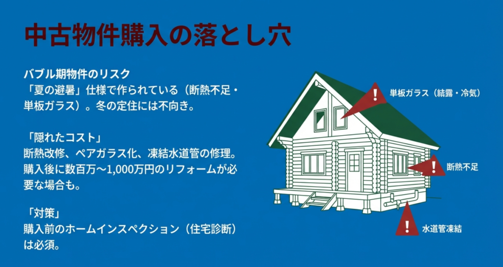 中古物件購入の落とし穴。単板ガラスや断熱不足、水道管凍結のリスク