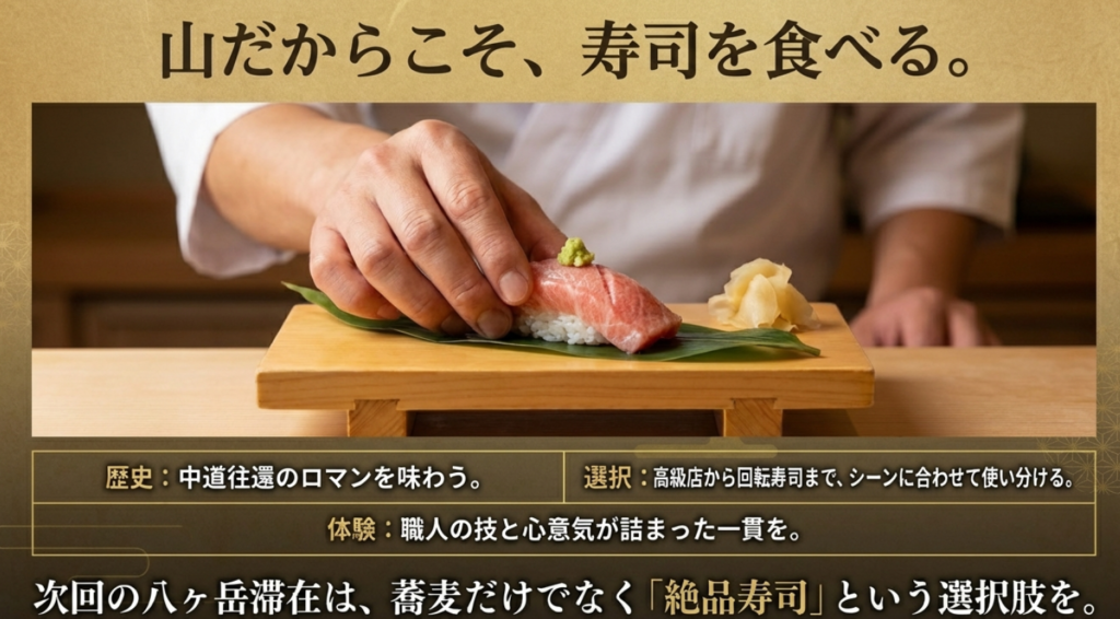 八ヶ岳で味わう寿司の歴史的背景と選択肢の多さをまとめた結論