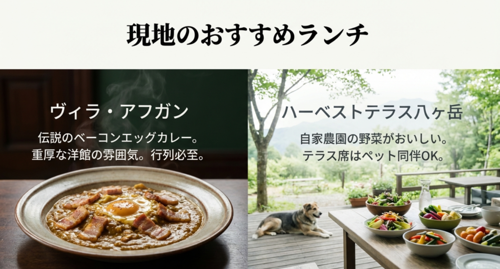 八ヶ岳のおすすめランチ、ヴィラ・アフガンとハーベストテラス八ヶ岳