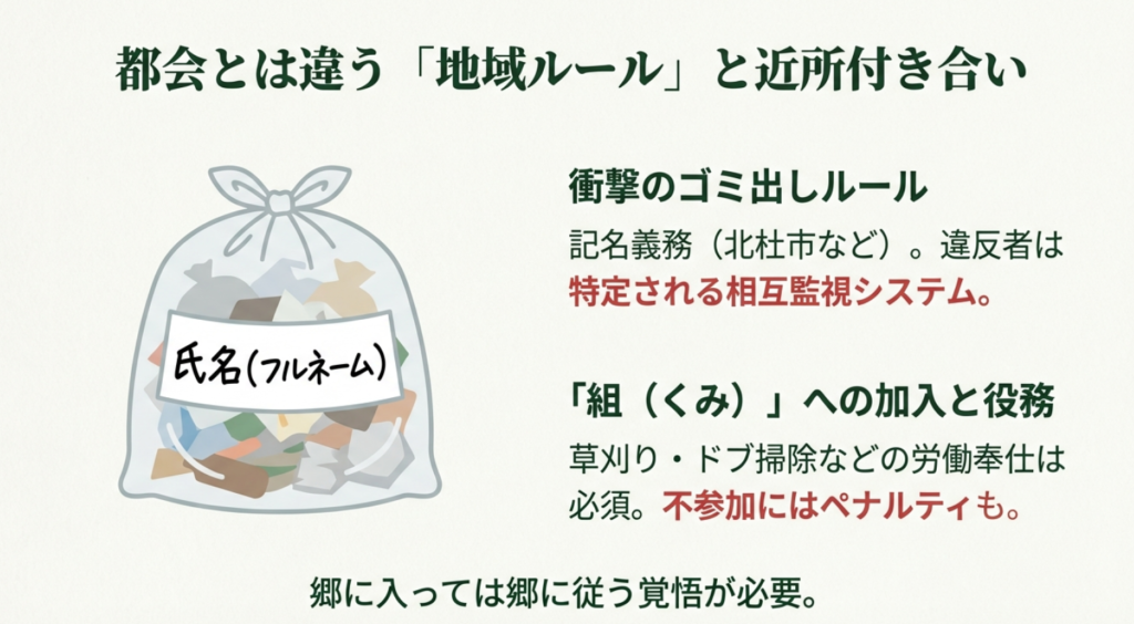 八ヶ岳の地域ルール：ゴミ袋への氏名記入義務と近所付き合いの現実