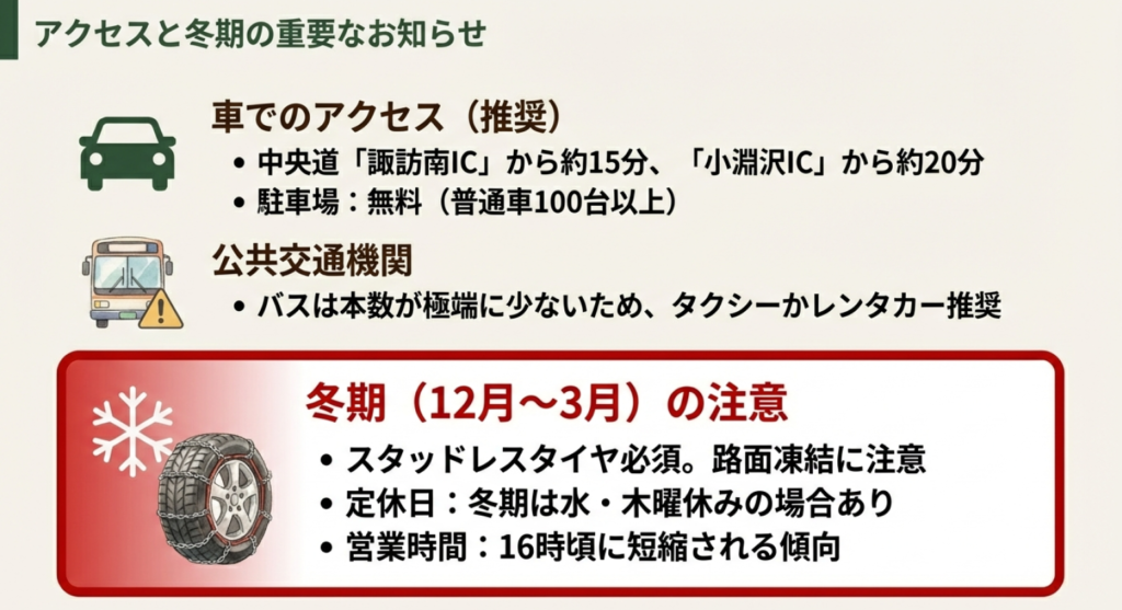 八ヶ岳農業大学校へのアクセス方法と冬期の路面凍結注意点