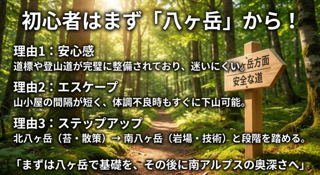 初心者には道標が整備されエスケープしやすい八ヶ岳をおすすめ