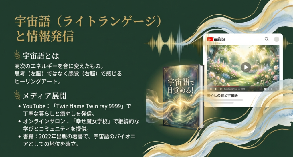 宇宙語（ライトランゲージ）の発信活動：YouTubeチャンネルやオンラインサロン「幸せ魔女学校」のメディア展開