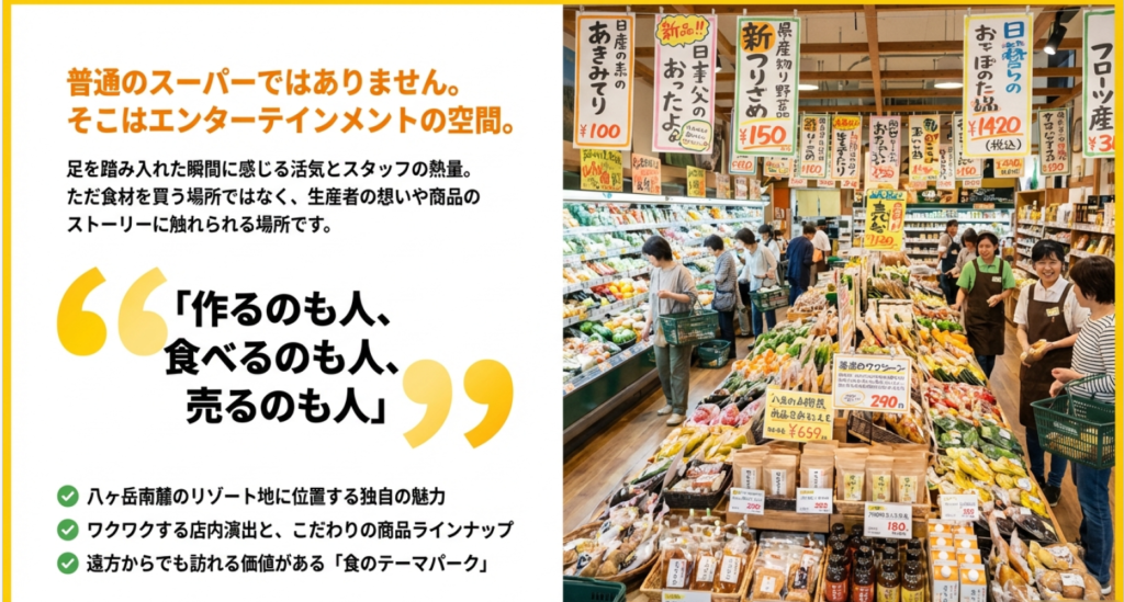 活気あふれるひまわり市場の店内風景とユニークなPOPの数々