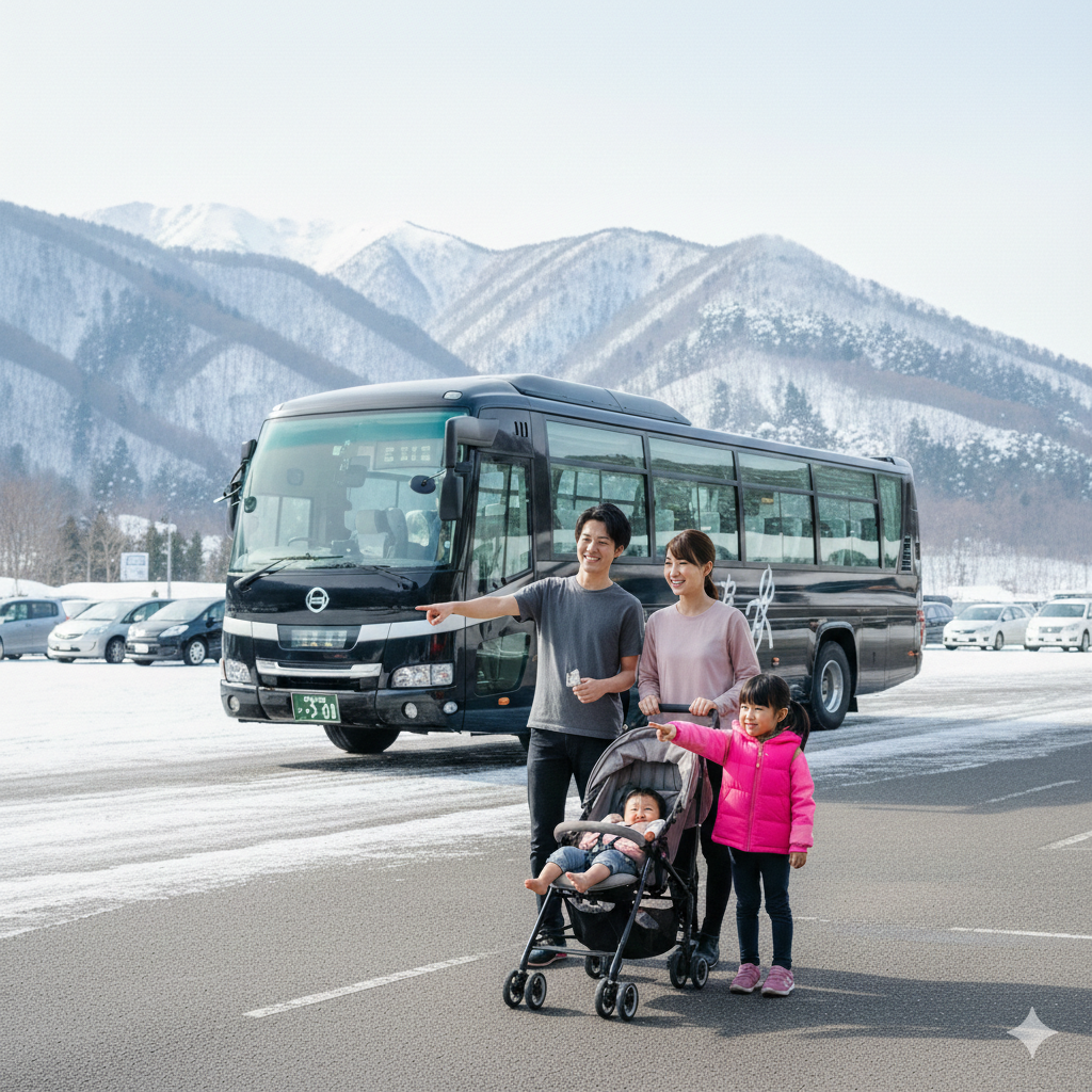無料駐車場と送迎バスの利用