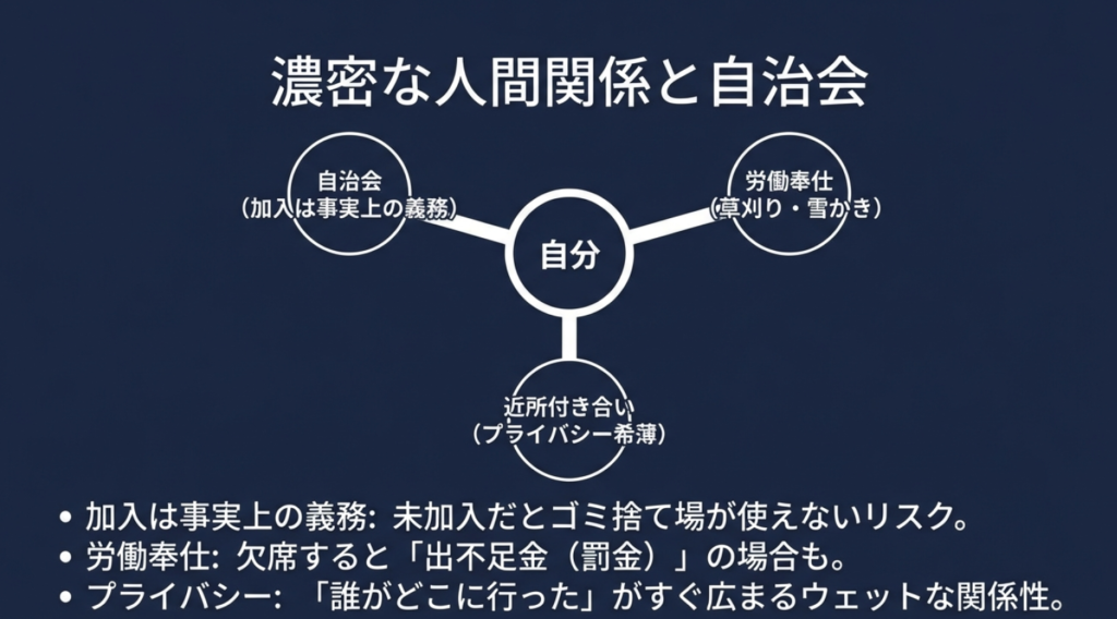 田舎暮らし特有の濃密な人間関係と自治会加入・労働奉仕の義務