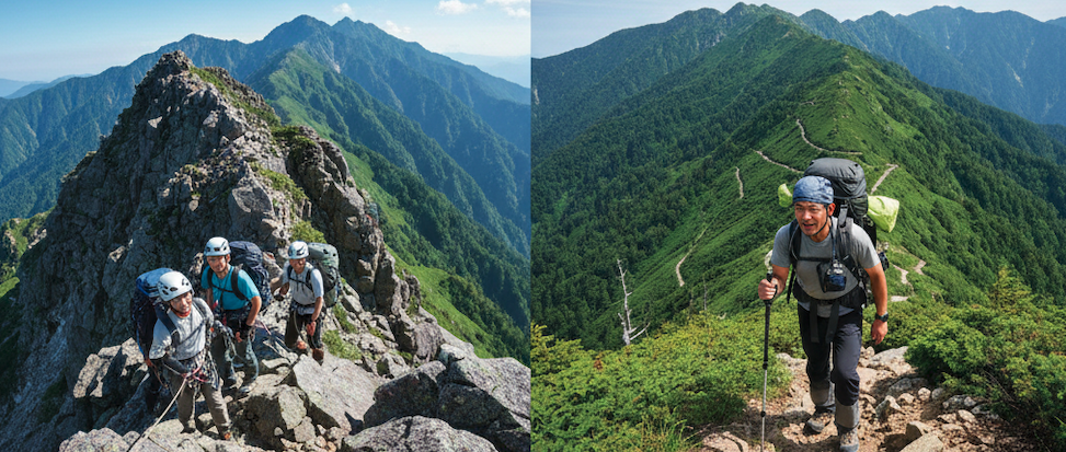 登山ルートの難易度と体力度
