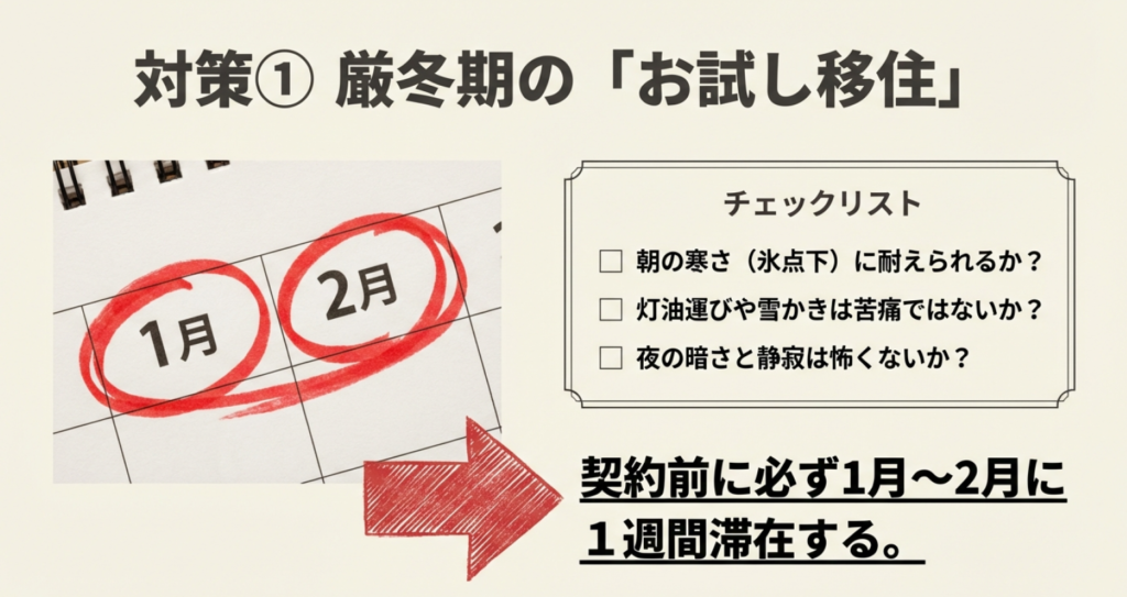 移住失敗を防ぐために1月・2月の厳冬期に行うべきお試し移住チェックリスト