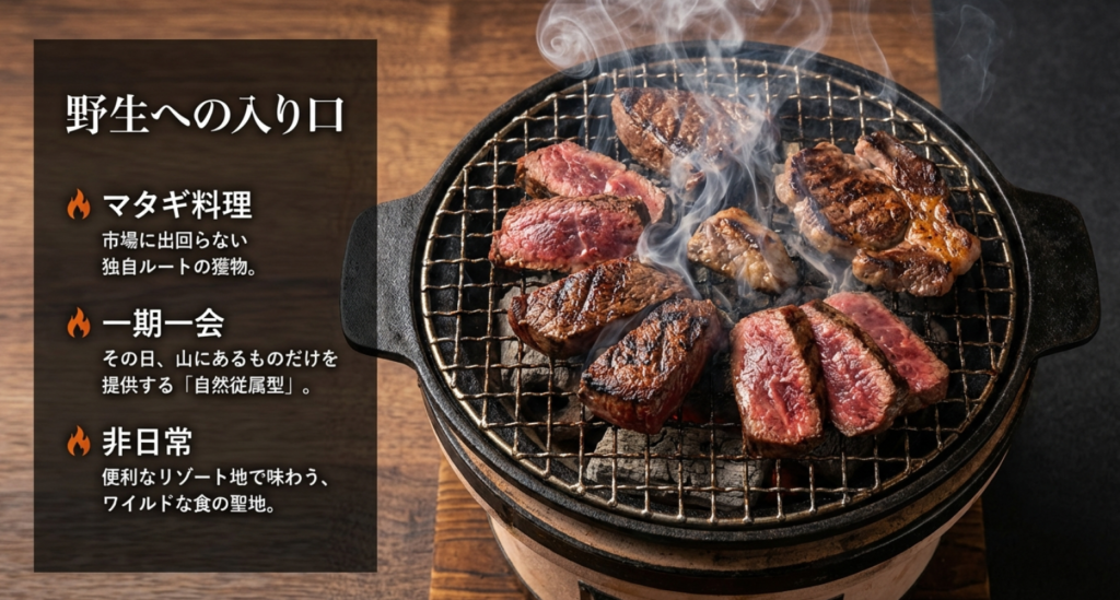 都会では味わえない命をいただく究極のジビエ体験とマタギ料理のコンセプト