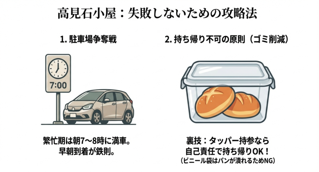 高見石小屋の駐車場混雑時間とタッパー持参の裏技