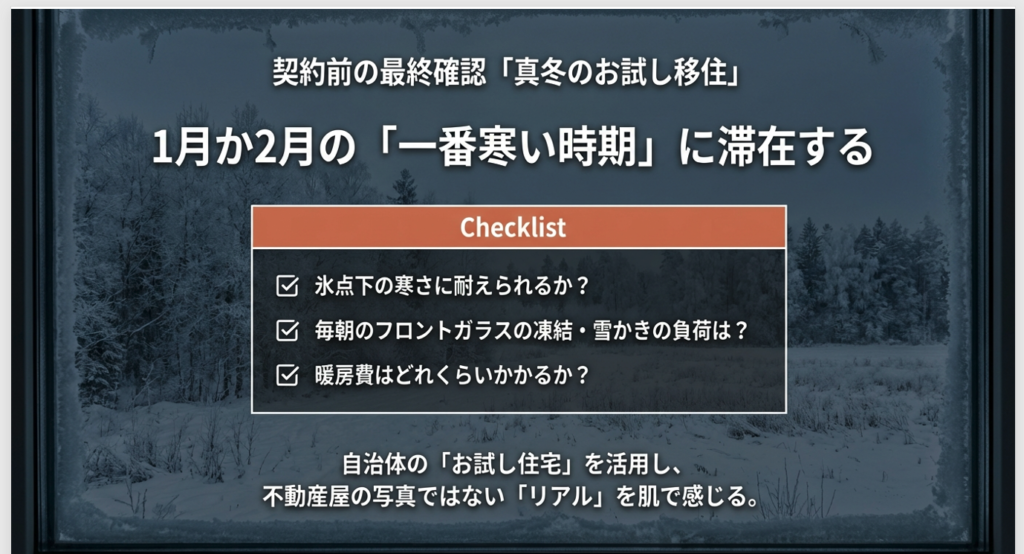 1月や2月の最も寒い時期に行う八ヶ岳の真冬のお試し移住チェックリスト
