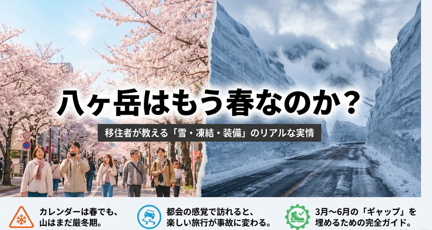 八ヶ岳の雪はいつまで？道路の凍結や登山の装備を移住者が解説