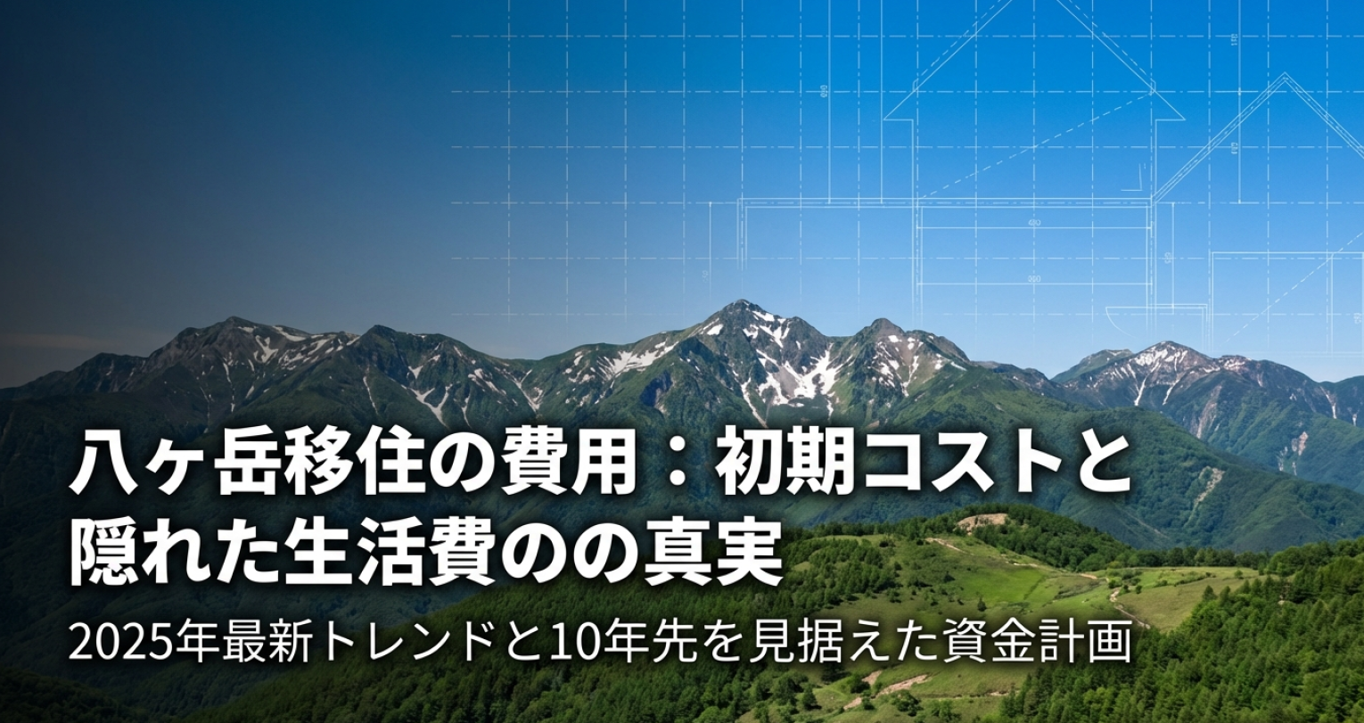 八ヶ岳移住の費用解説スライドの表紙：初期コストと隠れた生活費の真実および10年先を見据えた資金計画