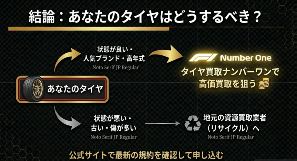 あなたのタイヤの最適な売却先結論