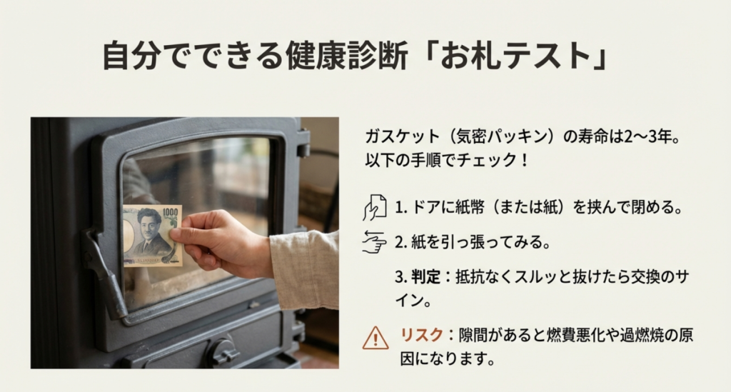 ガスケットの寿命チェック・お札テスト