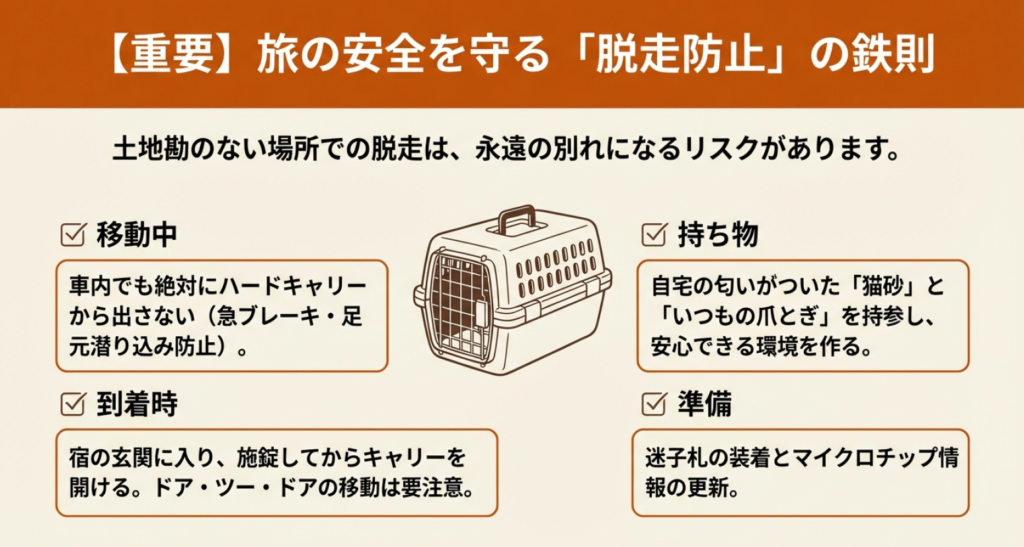 旅の安全を守る脱走防止の鉄則とキャリーバッグの重要性