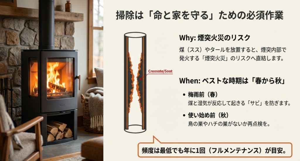 煙突掃除のベストシーズンと煙突火災のリスク