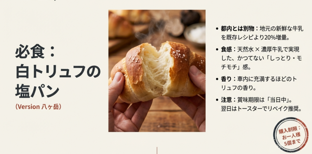 白トリュフの塩パン・八ヶ岳限定バージョン