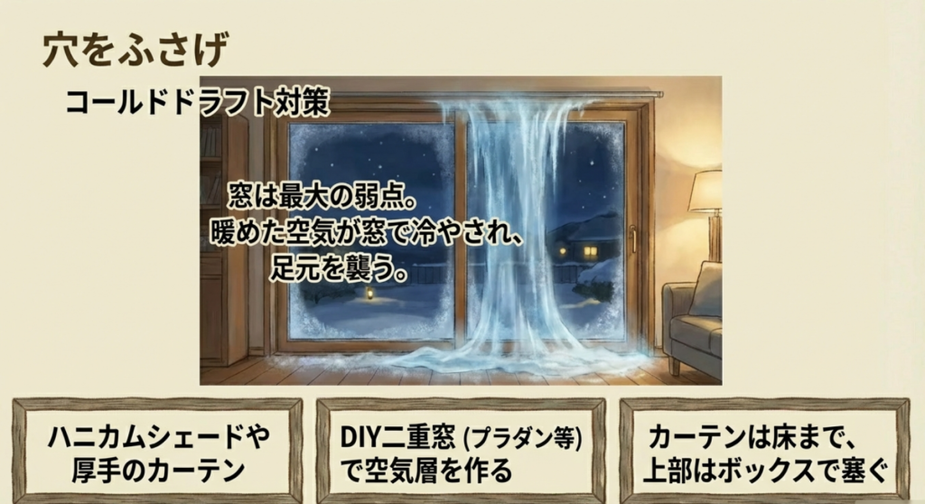 窓からのコールドドラフト現象と断熱対策
