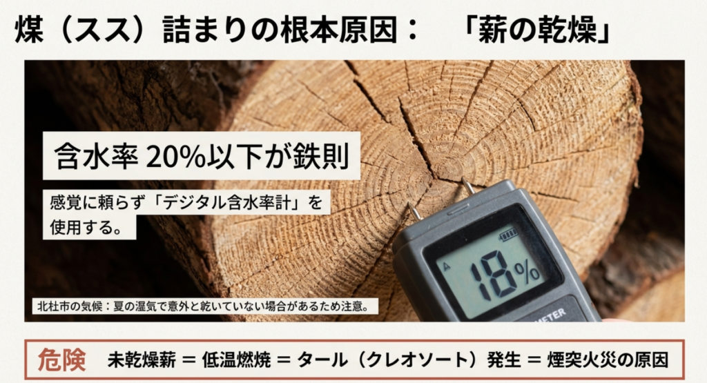薪の適切な含水率20％以下と計測器