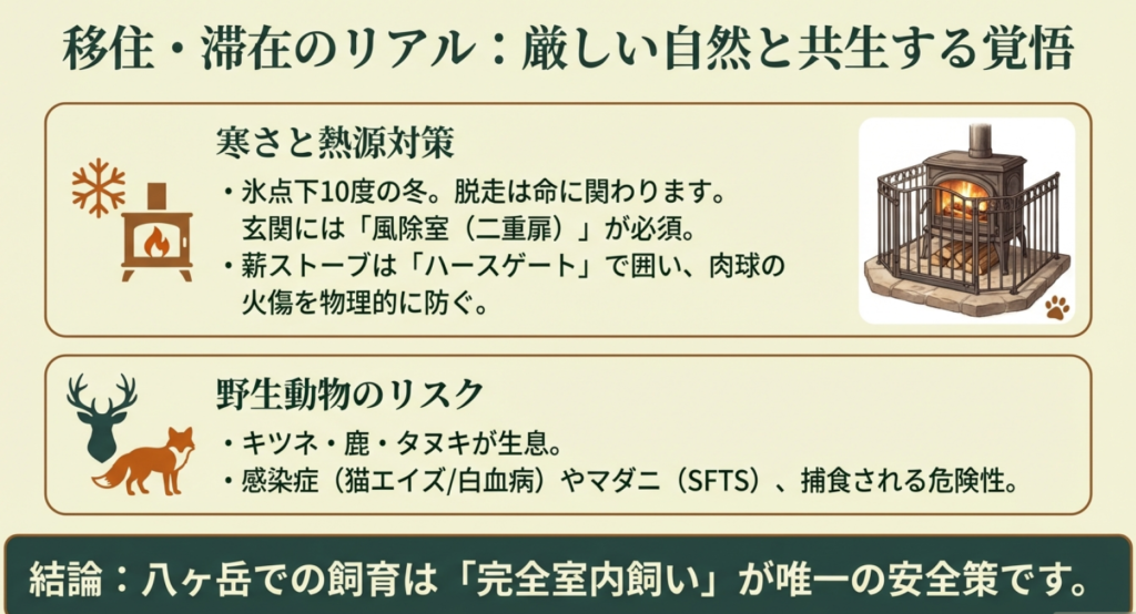 薪ストーブのハースゲート対策と野生動物のリスク